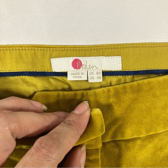 Boden velvet dark yellow mustard pants, Kew style, ankle trousers cottage sz 4 - Picture 2 of 10